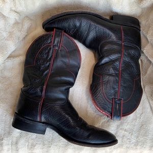 Vintage JUSTIN Cowboy Black Roper Boots